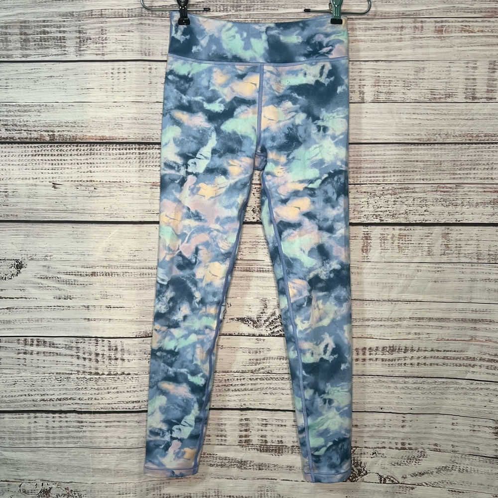Athleta Girl XL High Rise Chit Chat Tight Blue White Pink Tie Dye